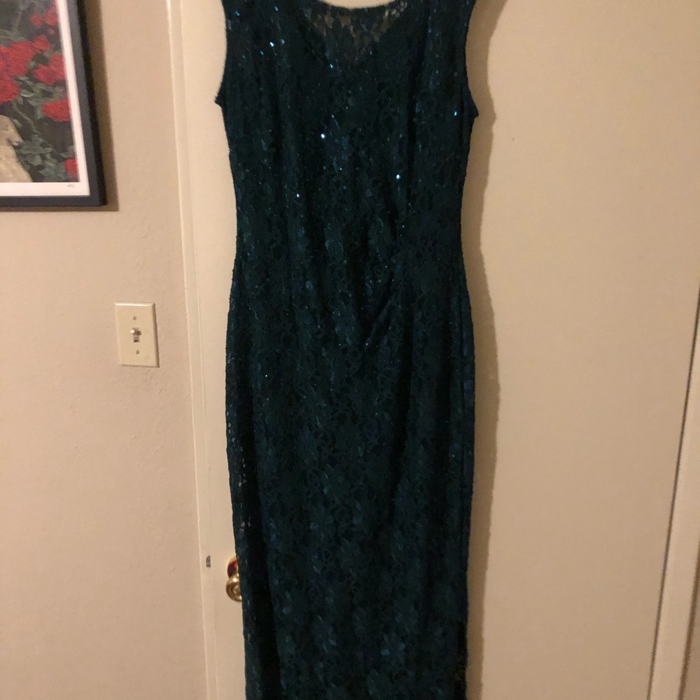 SOLD - NWT Hunter Green Lace Gown - Picture 2 of 4